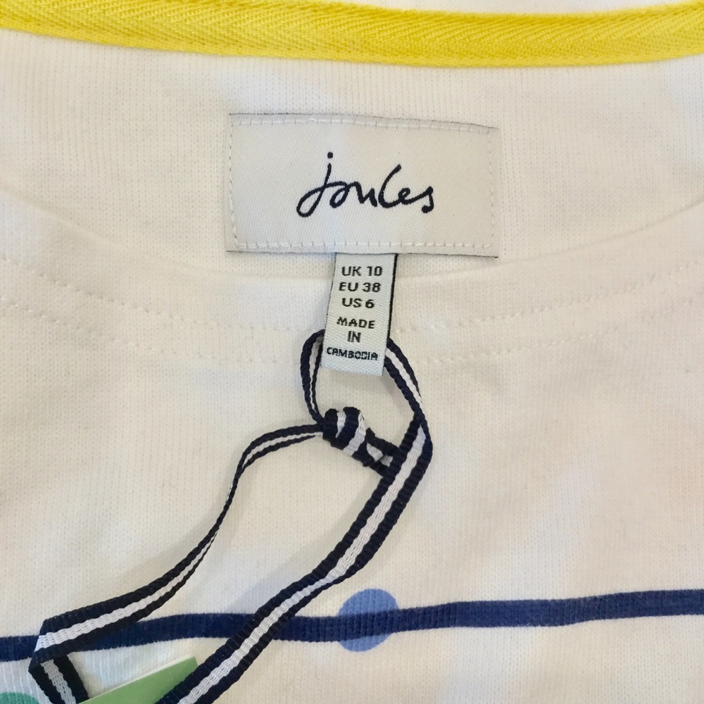 Joules 100% Cotton Polka Dot Striped Coastal Long Sleeve Top Sz 6 - Picture 9 of 13